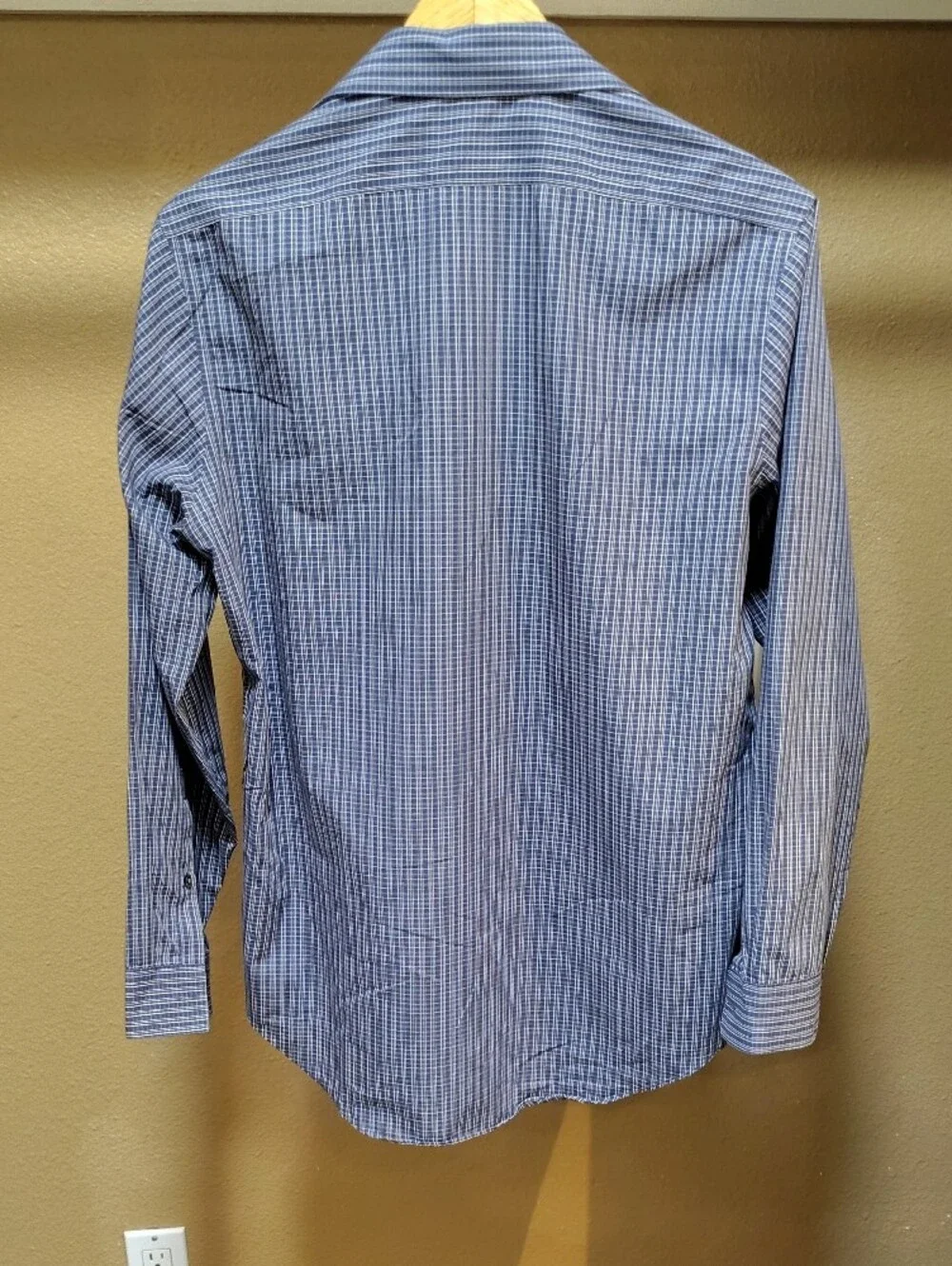 Calvin Klein Men's Navy & Light Blue Check Dress Shirt